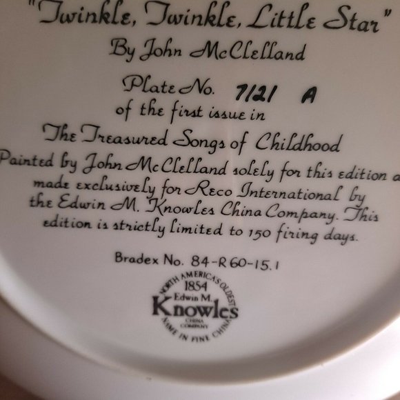 Vintage 1988 John McClelland Twinkle Twinkle Little Star Collector Plate Knowles - Picture 3 of 5